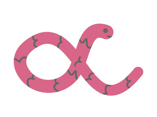 illustration a snake, character in cartoon style, concept animal personage, sticker, isolated on white background