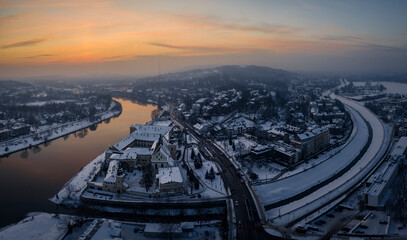 Aerial view of Salwator in Krakow at winter afternoon