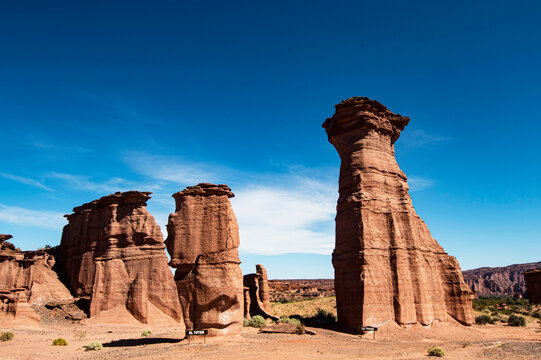 La Torre, rock formation of the Jurassic period of the Triassic desert and arid place of the Talampaya cayon La Rioja Argentina