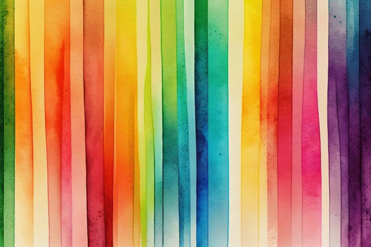 Hand drawn watercolor stripes pattern. colorful.Generative AI