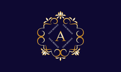 Elegant monogram design template with initial letter A. Luxury elegant ornament logo for restaurant, boutique, hotel, fashion, business.