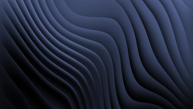 Looped fluid gradient dark gray toned wallpaper 4k video. Creative footage of graphite black gray waves and stripes animated background