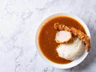 Fried Shrimp, Pork cutlet and Curry