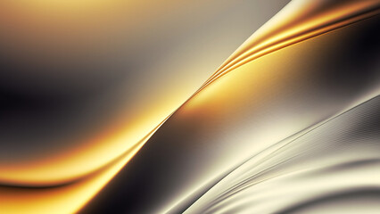 Elegant Gold and Silver Glowing Silk Background with Minimalist Curves for Wallpaper, Background, Posters - Generative AI