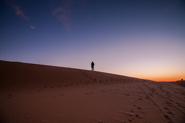 sunset, sahara, desert, landscape, natur, light