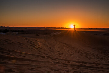 Fototapeta na wymiar sunset, sahara, desert, landscape, natur, light,