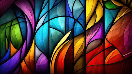 Photo sur Plexiglas Coloré Abstract stained glass illustration. Brilliant, multicolor background wallpaper. Generative AI.