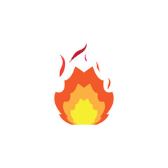 Fire, flame. Red flames in abstract style on a white background. Flat fire. Modern art isolated graphic. Fire sign. Vector Illustration