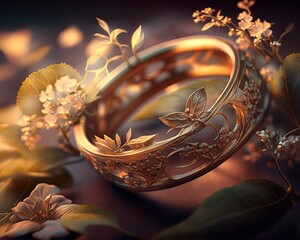 luxury gold wedding rings , ai generated