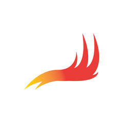 Fire, flame. Red flames in abstract style on a white background. Flat fire. Modern art isolated graphic. Fire sign. Vector Illustration