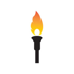 Torch icon vector illustration isolated on white background. Fire. Olympic games symbol. Flaming numbers.