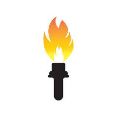 Torch icon vector illustration isolated on white background. Fire. Olympic games symbol. Flaming numbers.