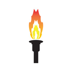 Torch icon vector illustration isolated on white background. Fire. Olympic games symbol. Flaming numbers.