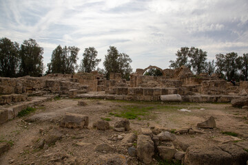 View of the ruins of the Castle of 40 Columns in Paphos, Cyprus
