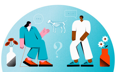 Modern illustration in vector for veterinary clinic.