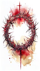 A crown of thorns watercolor illustration for easter. ai generative art.