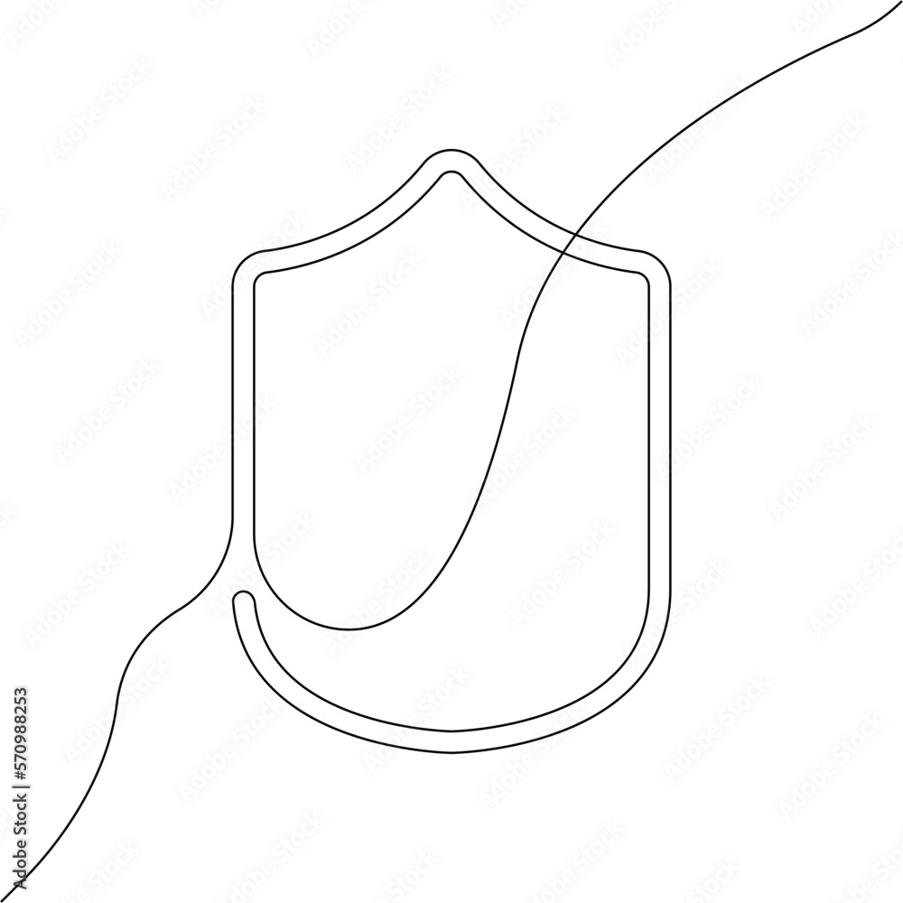 Poster shield icon line continuous drawing vector. one line shield icon vector background. shield protectio