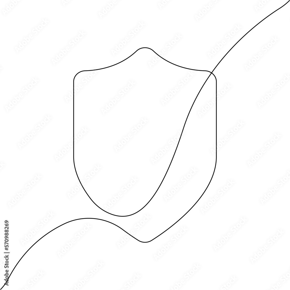 Poster shield icon line continuous drawing vector. one line shield icon vector background. shield protectio