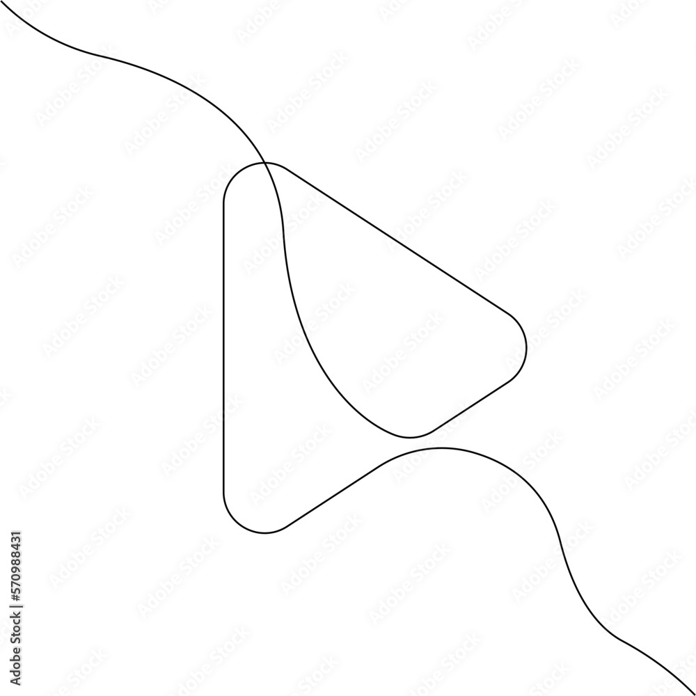 Poster play button icon line continuous drawing vector. one line play button icon vector background. play b