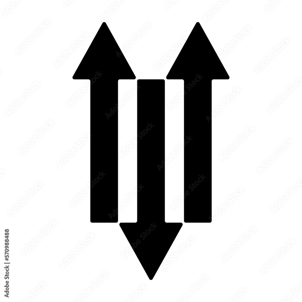 Poster three arrows in different directions vector icon. three black arrows on a white background vector. v