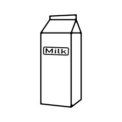 Package with milk vector icon. Icon of milk in a cardboard bag drawn by hand vector. Vector illustration.