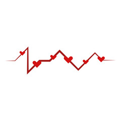 Heartbeat line with little hearts on it vector. Heart beat red vector icon. Vector abstract illustration of heart rhythm.