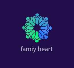 Idea of ​​teamwork from heart and solidarity from people logo. Unique color transitions. people logo template. vector.