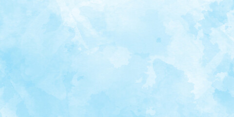 sky blue hand-drawn and grunge Watercolor painting texture with stains, light blue and grunge paper texture background perfect for book cover, card, and invitation.