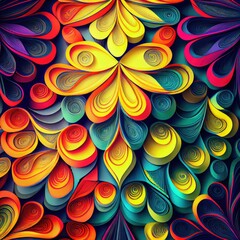 Vibrant and colorful patterns, geometric shapes, 3D