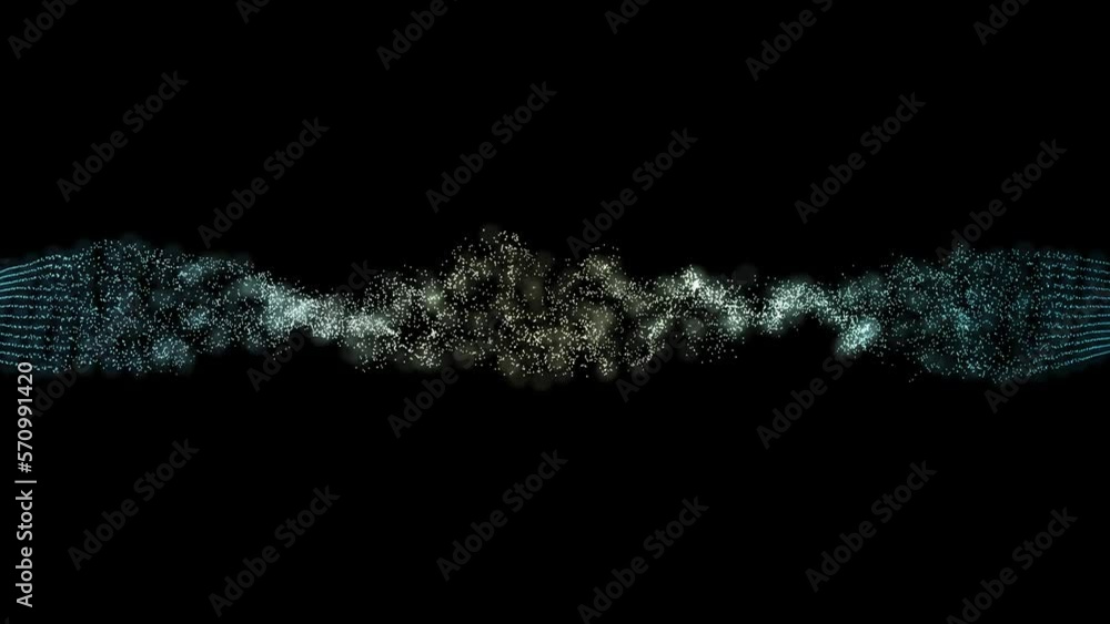 Poster twist wire pairs plasma moving particle form motion background. 60 fps 3d rendering