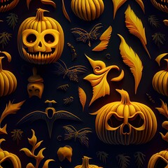Vibrant and colorful patterns, geometric shapes, 3D, Halloween theme