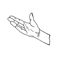 Male hand.Vector stock illustration eps10. Isolate on white background, empty outline.