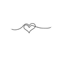 Single continuous hand drawn heart shape. Vector illustration