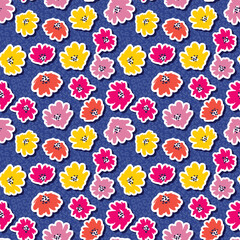 Hand drawn summer floral backround. Botanical seamless pattern . Sketch drawing.