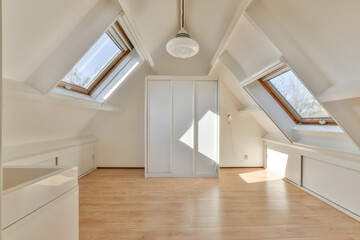 Interior of attic room in apartment