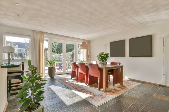 Interior of dining room with dining zone