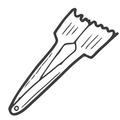 Meat tongs vector stock illustration. Serving kitchen tongs. Isolated on a white background.