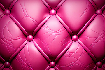 Pink leather upholstery with buttons, texture background. Generative AI