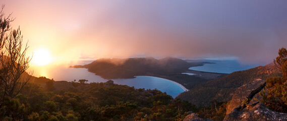 Tasmanian Wineglass Bay in the morning sun