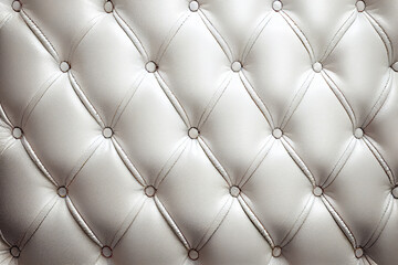 White leather upholstery with buttons, texture background. Generative AI