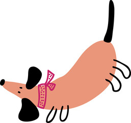 Puppy dog dachshund doodle illustration for decor and design.
