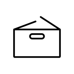 Box icon. Black contour linear silhouette. Front side view. Editable strokes. Vector simple flat graphic illustration. Isolated object on a white background. Isolate.