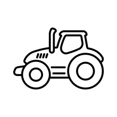 Tractor icon. Agricultural machinery. Black contour linear silhouette. Side view. Editable strokes. Vector simple flat graphic illustration. Isolated object on a white background. Isolate.