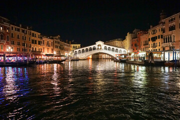 Venice Veneto Ialy on January 10, 2022 night Grand Canal