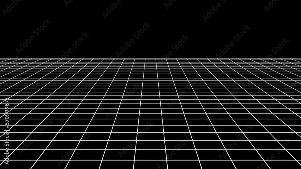 Poster technology wireframe landscape. perspective grid. digital space. white mesh on a black background. 6