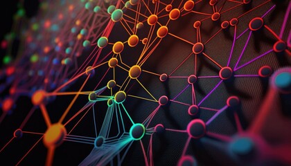 A picture showing a close-up of a complex network of artificial intelligence,