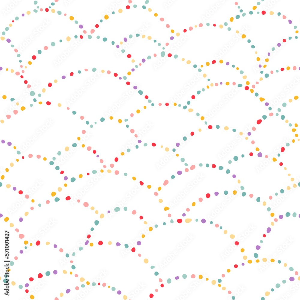Poster funny colorful seamless pattern with confetti waves. decorative carnival background. holiday texture
