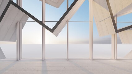 Fototapeta na wymiar Architecture background geometric arched interior 3d render