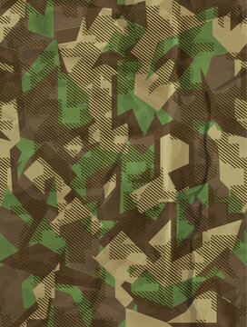 Geometric camouflage texture seamless pattern. Abstract modern military camo ornament for fabric and fashion print. Vector illustration.