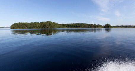 View of lake region during summer